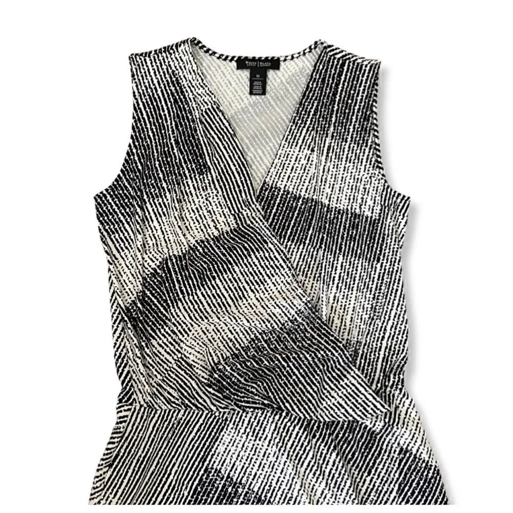White House Black Market Sleeveless Wrap Printed Top Workwear XS